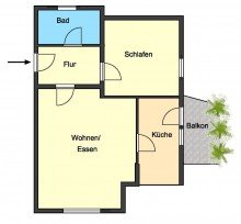 Grundriss **VERKAUFT** Gem�tliche 2-Zimmer-Eigentumswohnung mit Balkon und Garage