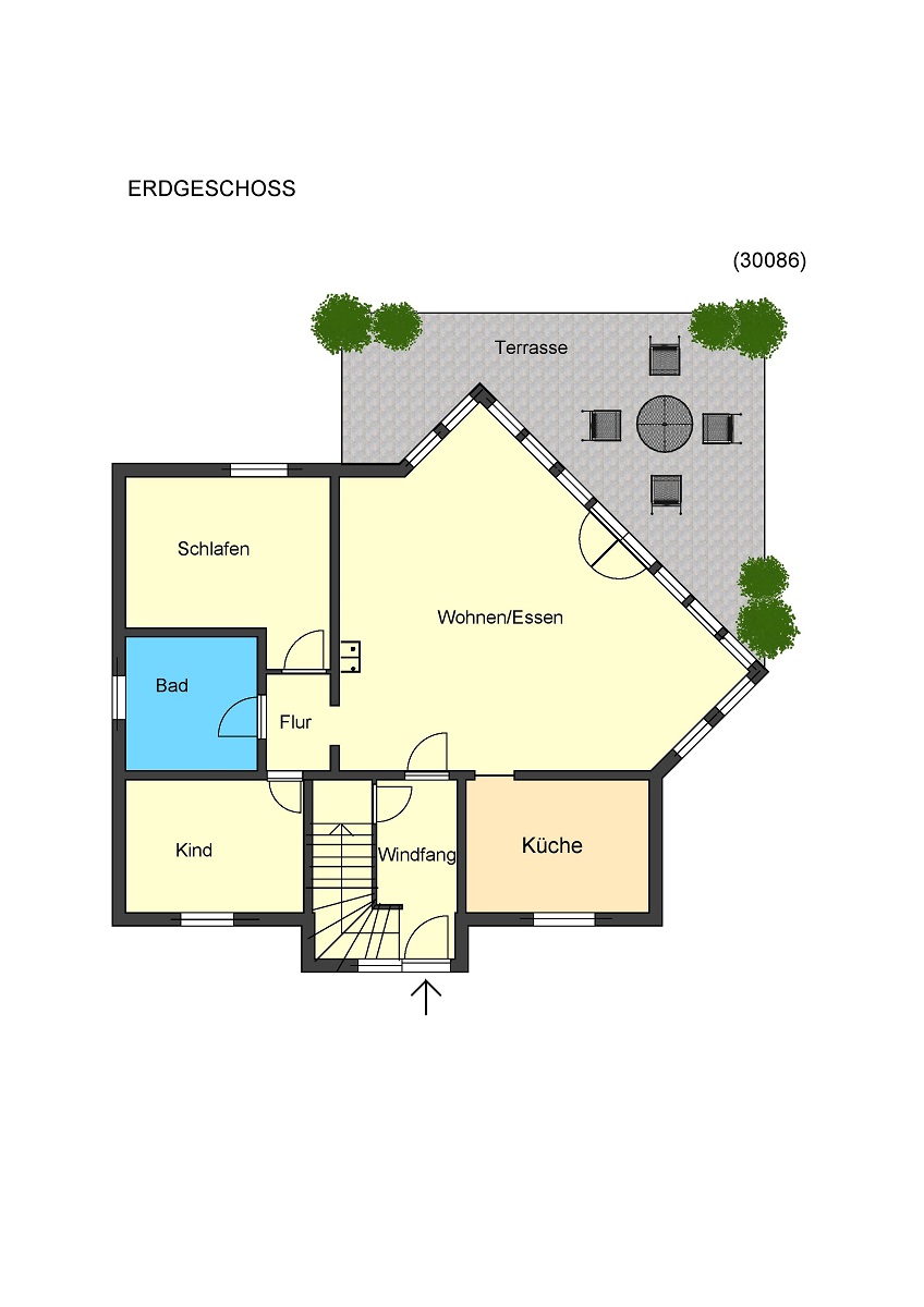 Grundriss Erdgeschoss Zweifamilienhaus Gro�-Bieberau/Rodau