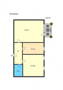 Grundriss Wohnung **VERKAUFT** Schicke 2- Zimmer-Eigentumswohnung mit Balkon