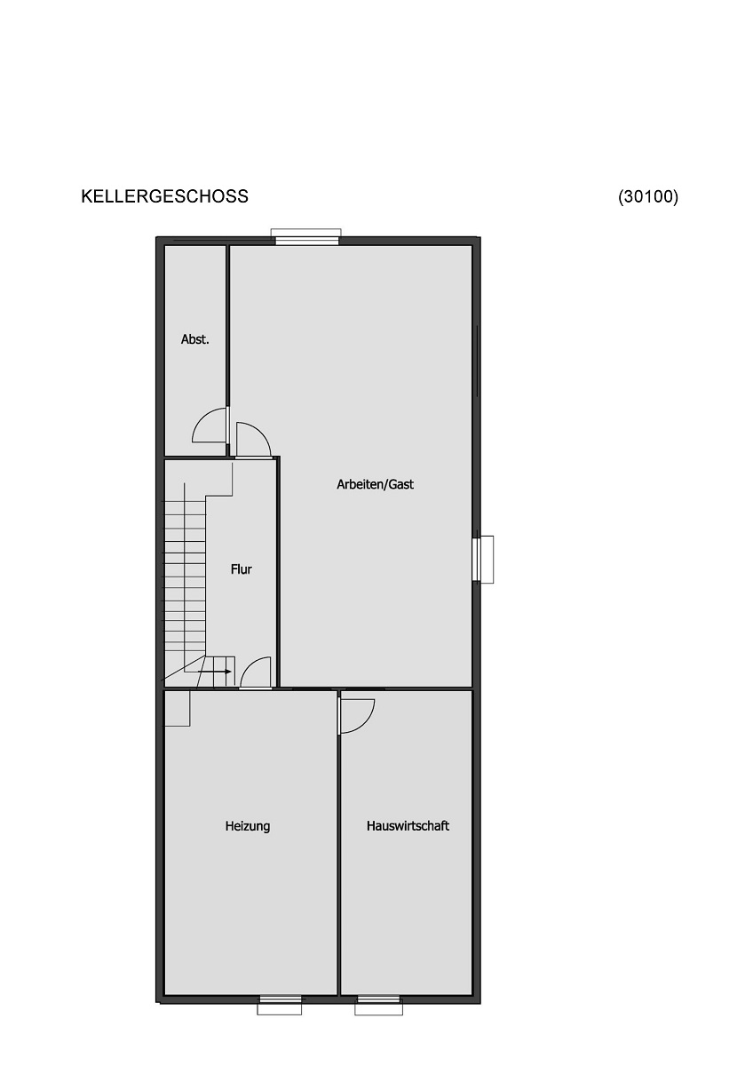 GRUNDRISS KELLERGESCHOSS Reihenendhaus M�nster-Altheim