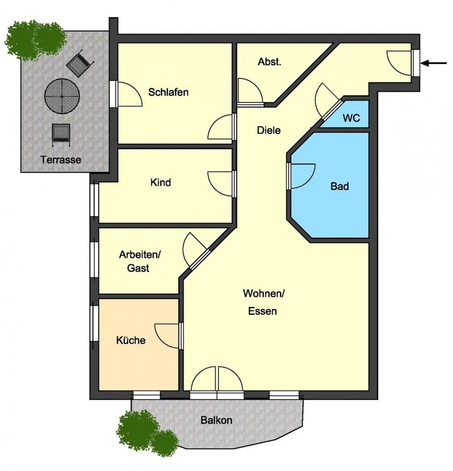 Grundriss Erdgeschosswohnung Erbach/Odw.