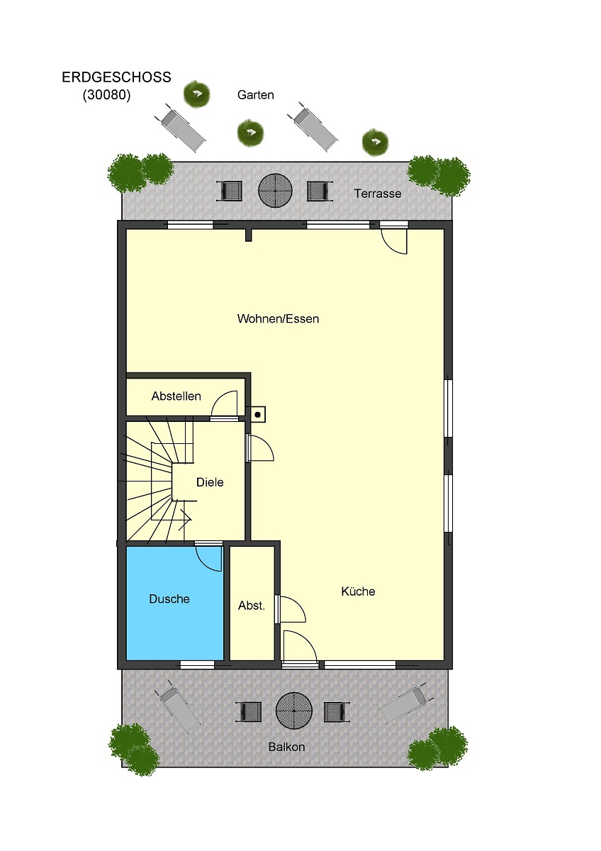Grundriss Erdgeschoss Doppelhaush�lfte Erbach