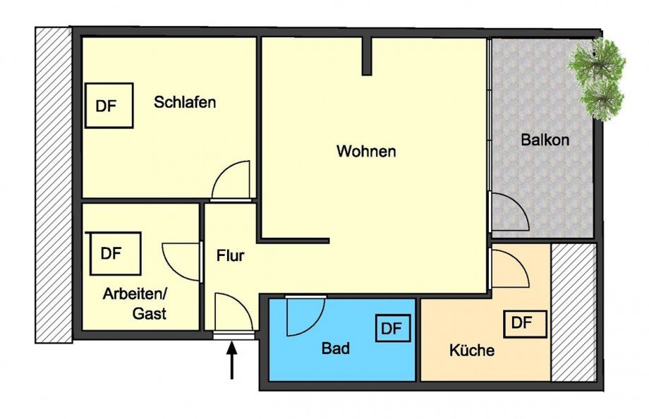 Grundriss Dachgeschosswohnung Darmstadt