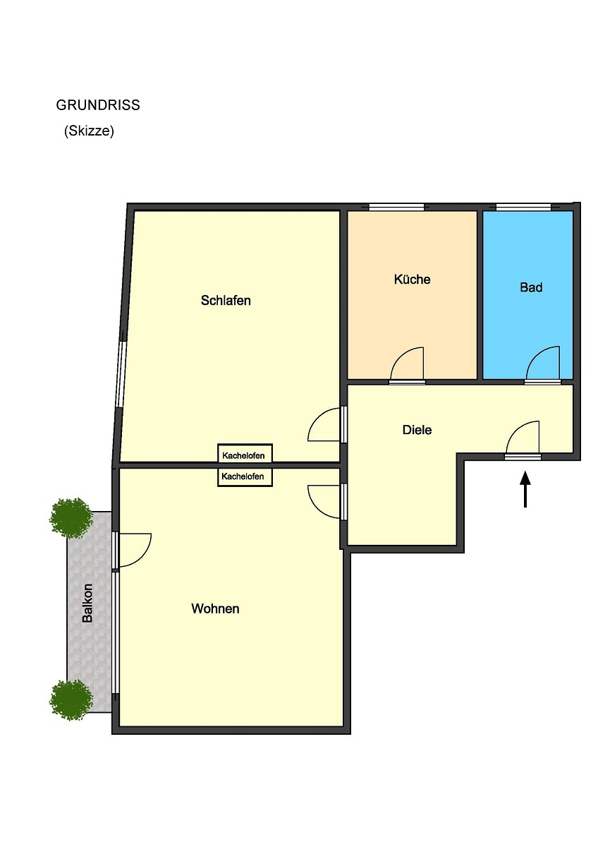 Grundriss-Skizze Etagenwohnung Darmstadt