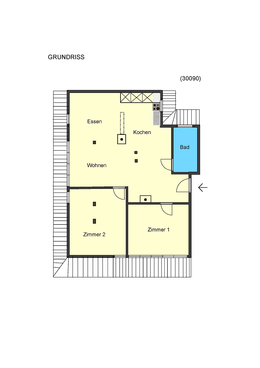 Grundriss Dachgeschosswohnung Darmstadt