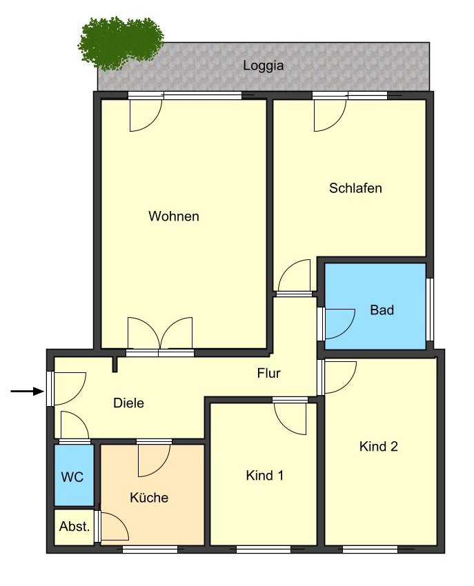 Grundriss Etagenwohnung Seeheim-Jugenheim