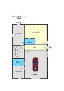 Grundriss Untergeschoss **VERKAUFT** �kologisch gebaute sehenswerte gro�z�gige sonnige Doppelhaush�lfte