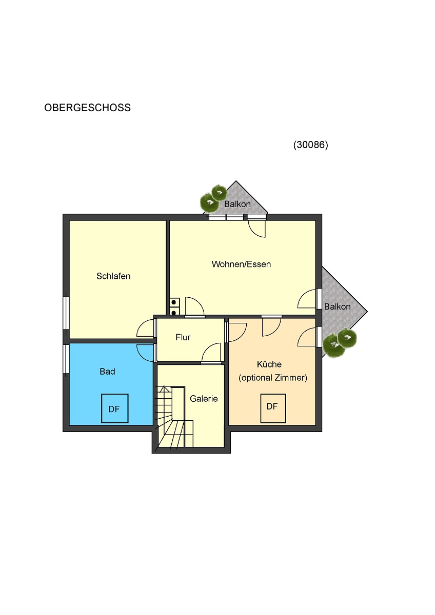Grundriss Obergeschoss Zweifamilienhaus Gro�-Bieberau/Rodau