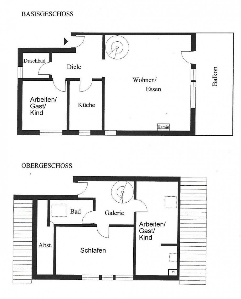 Grundriss-Skizze Maisonettewohnung Bickenbach